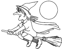 A coloring page of witches